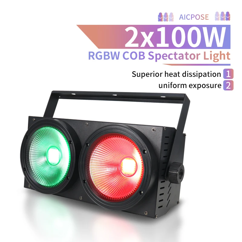200w COB 2x100W RGBW 4-in-1 Blinder Strobe Dye Atmosphere Stage Light Wedding Bar Music Festival DJ Disco