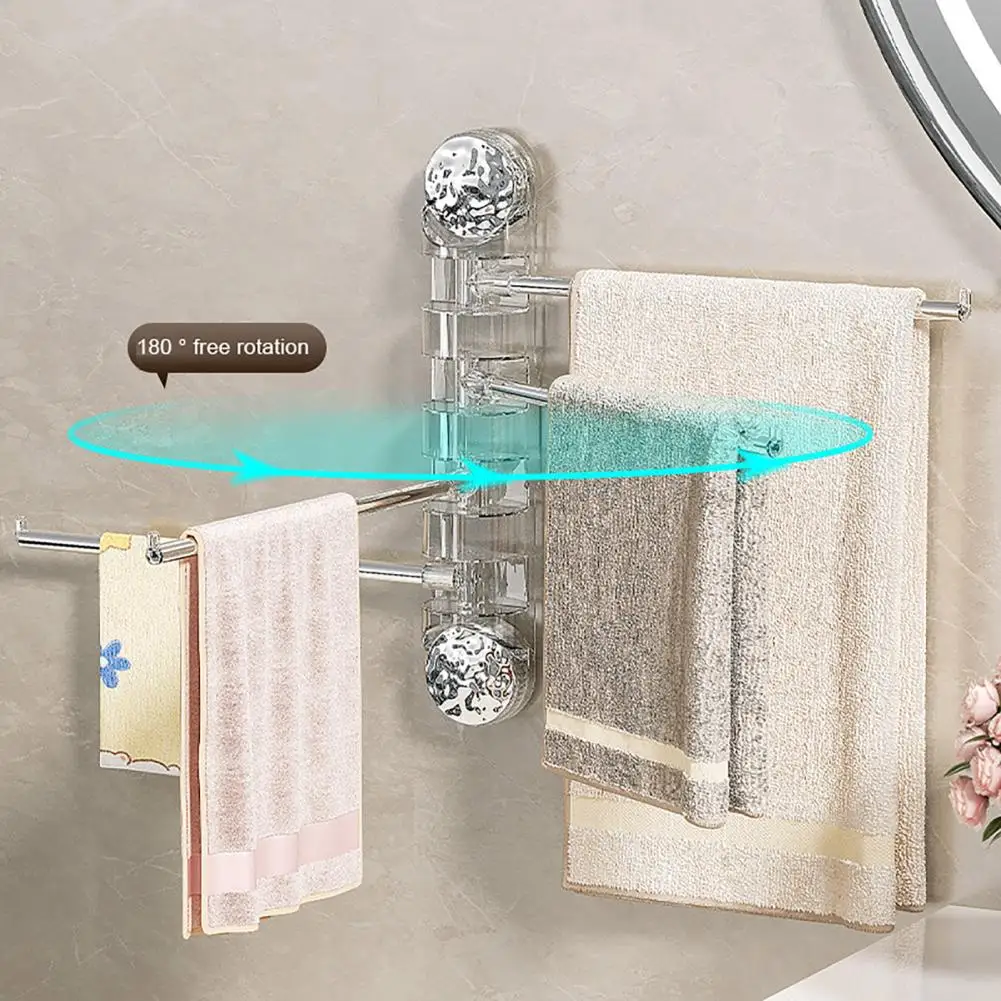 

Suction Cup Towel Rack Wall-mounted Towel Rack No Drilling Rotatable Swing Arm Towel Rack with Suction Cup Design for Easy