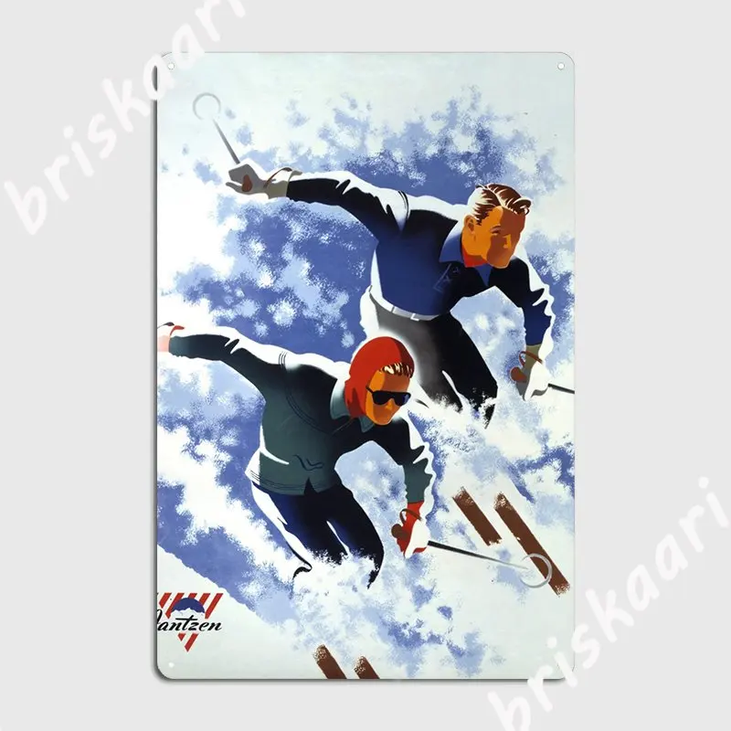 Vintage Skiing Travel Poster Metal Plaque Poster Pub Garage Wall Decor Wall Cave Create Tin Sign Poster