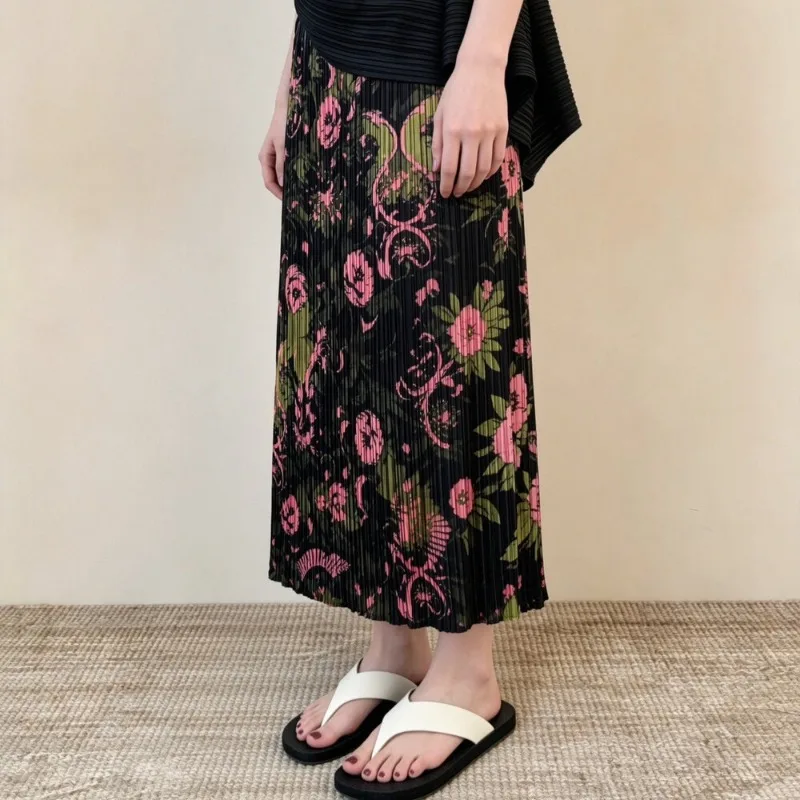Miyake Pleated 2026 Original Summer New Elastic Waist Skirt Fashion Casual Mid-Length Skirt with Three-Dimensional Texture Pleat