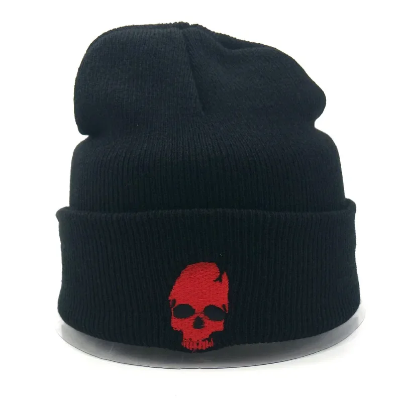 Unisex Winter Cool Cartoon Skull Print Knitted Windproof Warm Cap Men Women Punk Hip Hop Fashion Black Hat Skullies Beanies K1