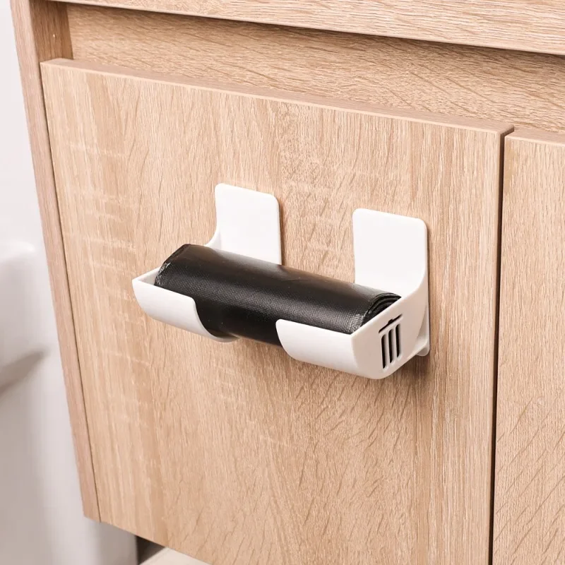 20/2pcs Wall Mount Plastic Poly Trash Waste Bag Roll Holder Dispenser Space-Saving Plastic Bag Holder Home Kitchen Organization