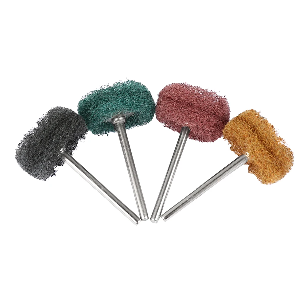 1/5sets Scouring Pad Brush Nylon Abrasive Brush Fiber Grinding Sanding Head Buffing Polishing Wheel for Rotary Tools Accessories