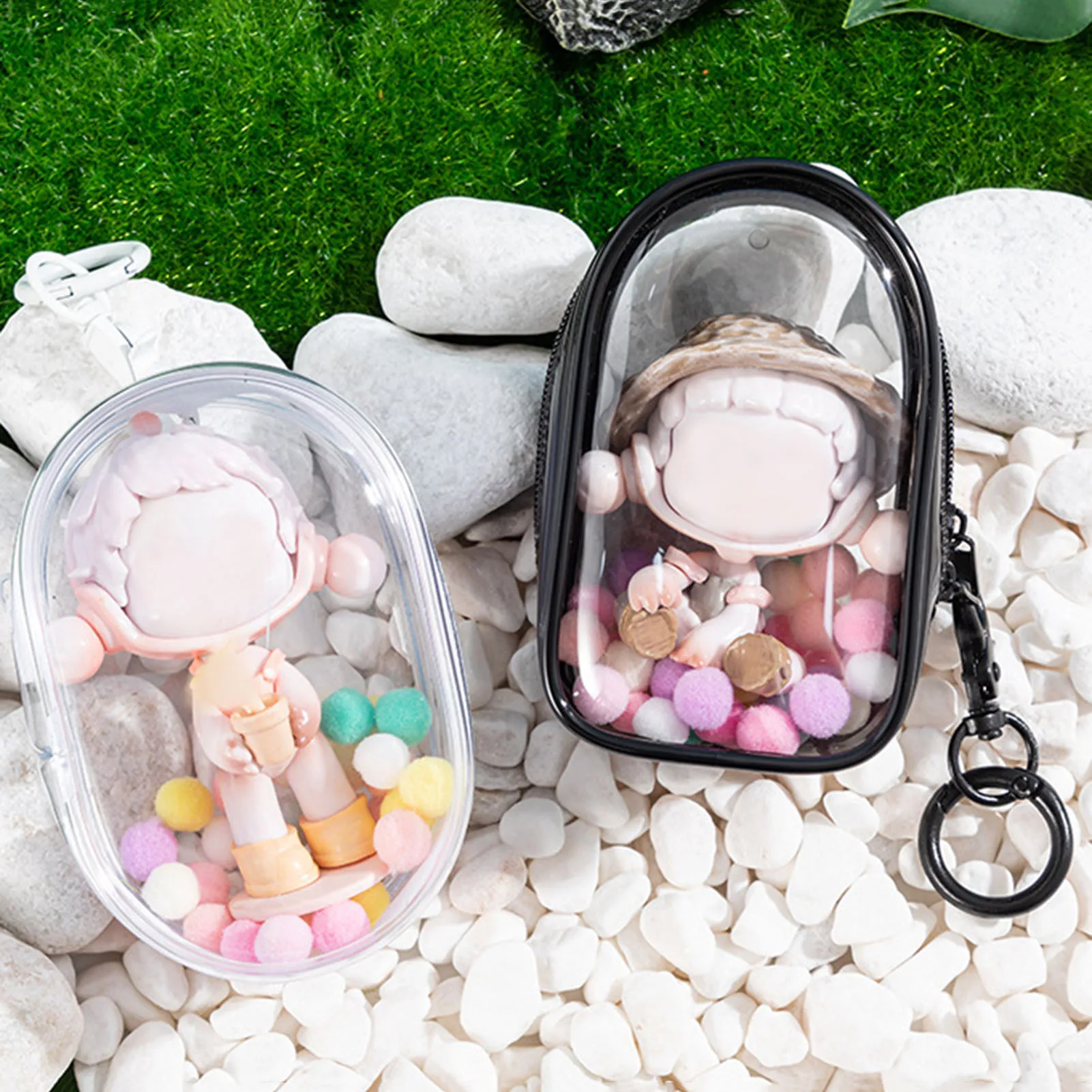 Transparent Keychain Bag Exquisite Keychain PVC Mystery Box Waterproof Thicken Transparent Keychain Organizer Bag 3d Doll Bag