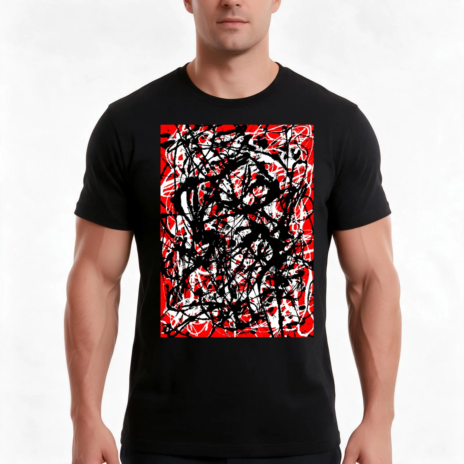 Jackson Pollock Free Form Vectored T-Shirt Summer Casual Cotton Tee Oversized Streetwear Tops Vintage Graphic Print