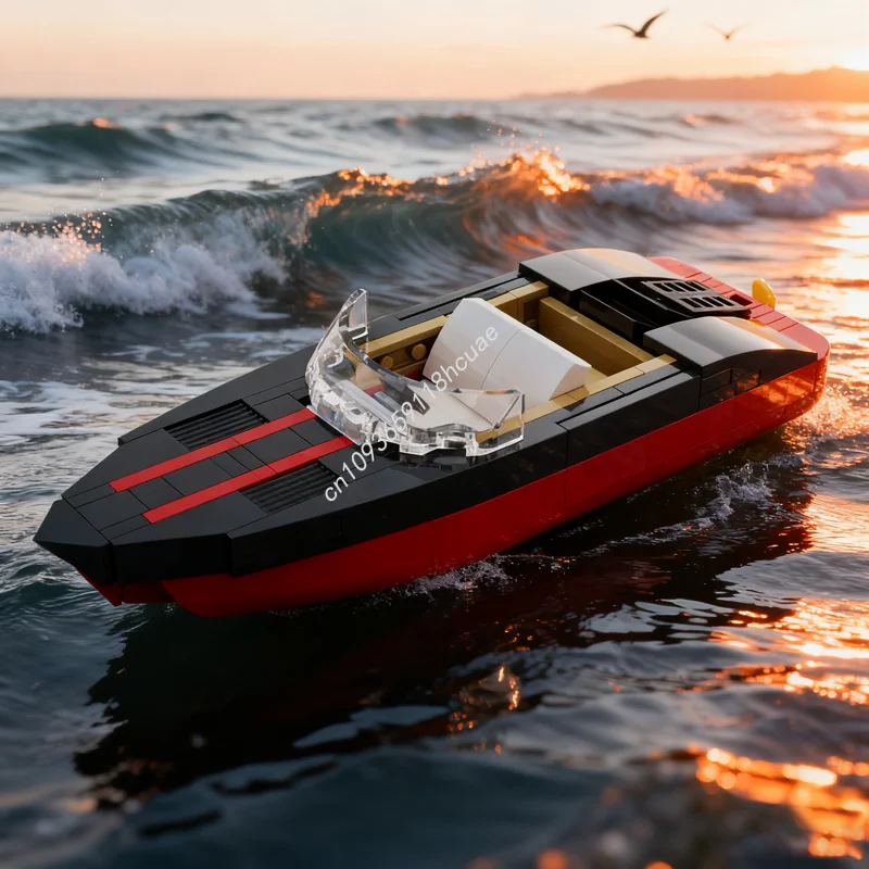 

149 шт. MOC, роскошная модель скоростной лодки, строительные блоки, рождественские подарки, строительные игрушки, сделай сам, креативная идея, детский день рождения