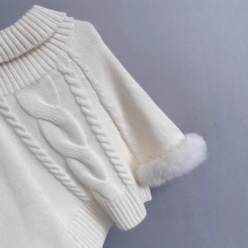 محبوك كيب قميص فضفاض الياقة المدورة أسفل قميص الكتف باتمان سترة #4