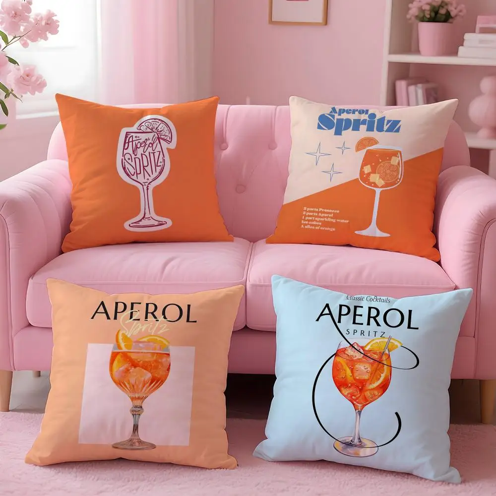 Classic Aperol Spritz Cushion Cover Short Plush Double-Sided Printing Home Machine Washable in Warm Winter Pillow Case