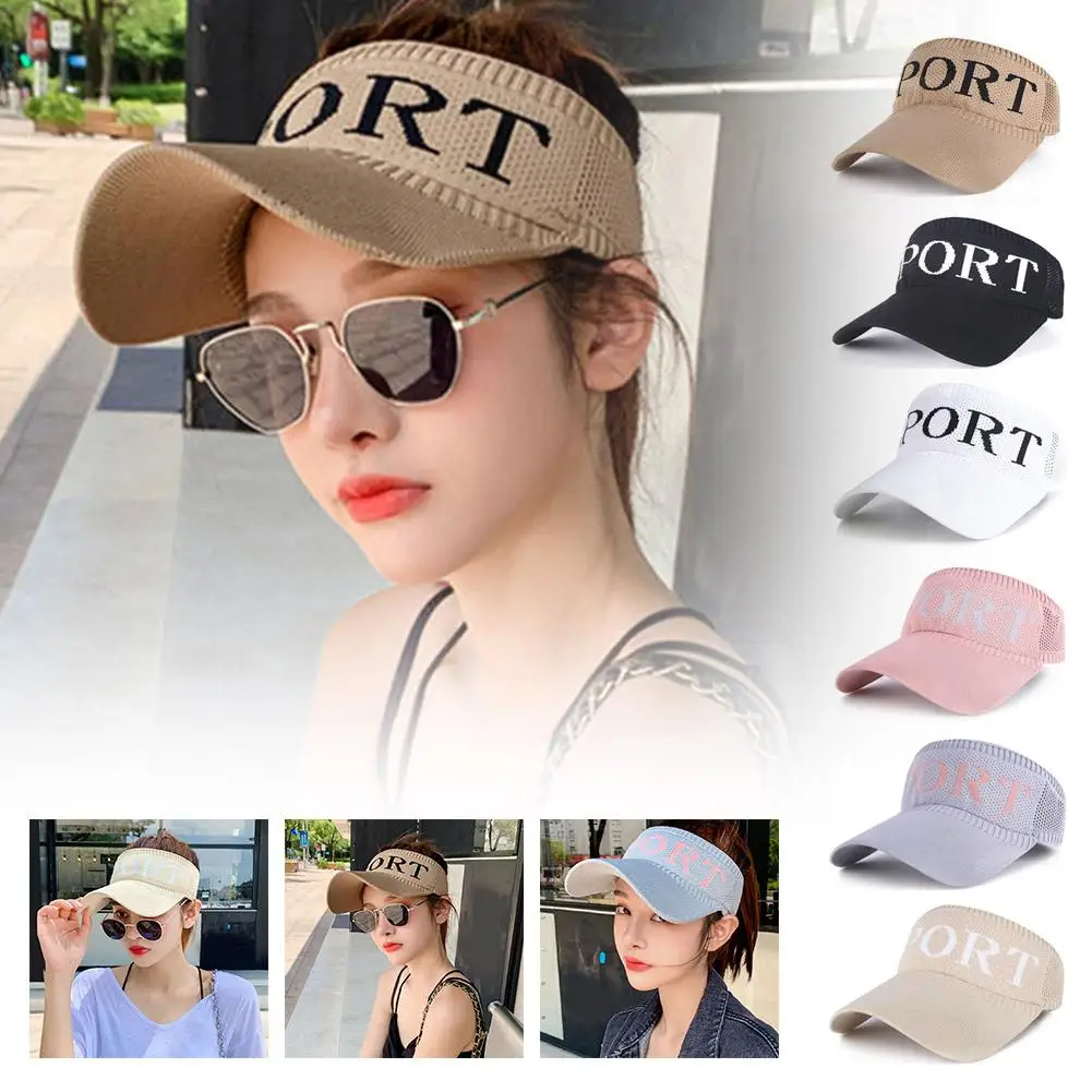 Summer Women's Open Hat Letter Sunshade Hat Outdoor Sports Sun Elastic Hat Adjustable Baseball Breathable Sunscreen Hat G4O6