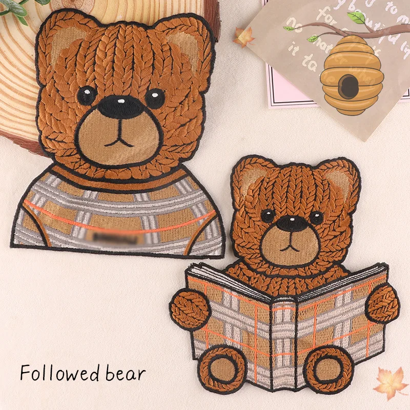 Large Embroidery Big Chenille Patch Bear Animal Cartoon Badges Bears Appliques Patches for Clothing ID2211291