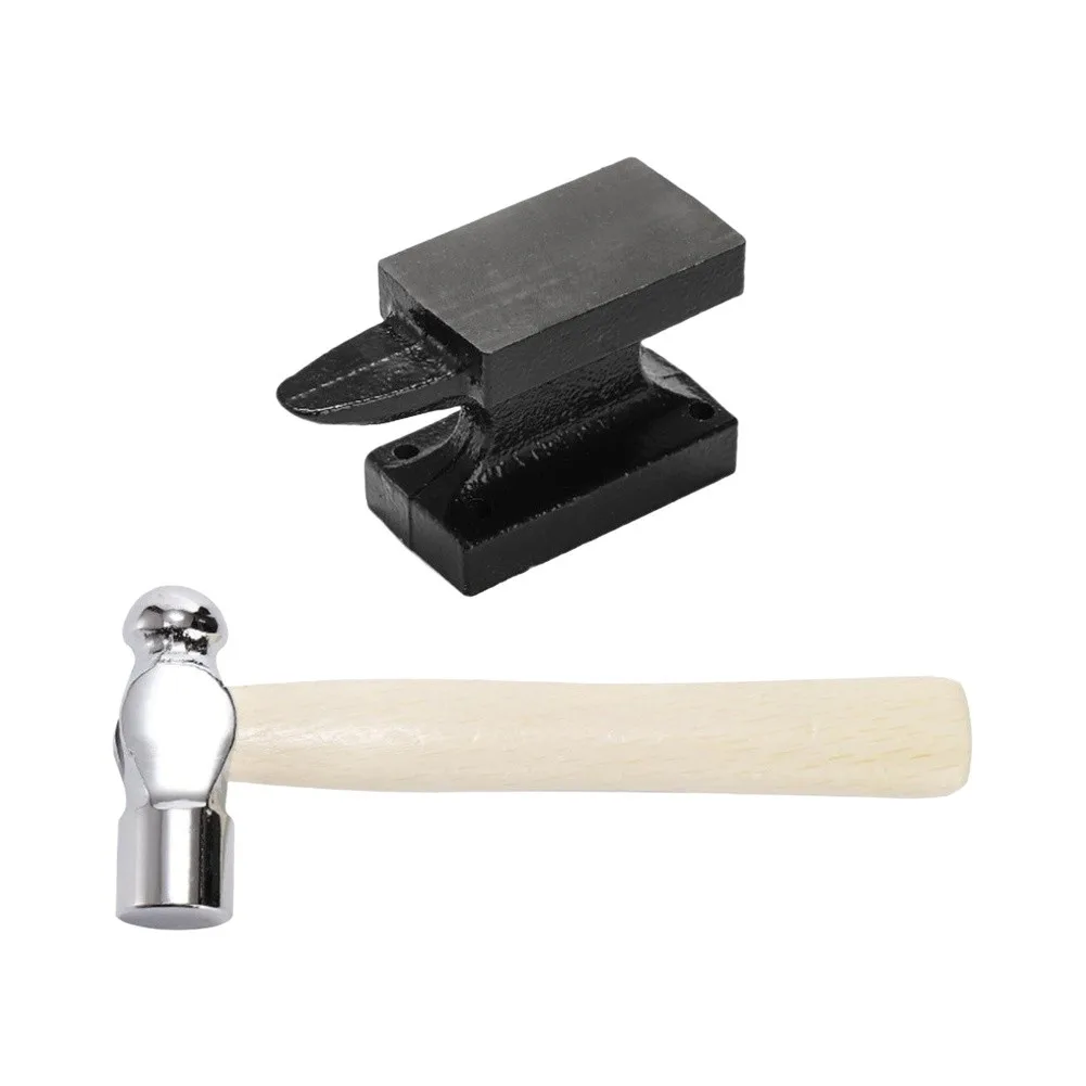 Compact For Jewelry For Anvil Set Cast Iron Body 14x23x5cm with Horned Edge and Ball Peen Hammer for Fine Detail Work