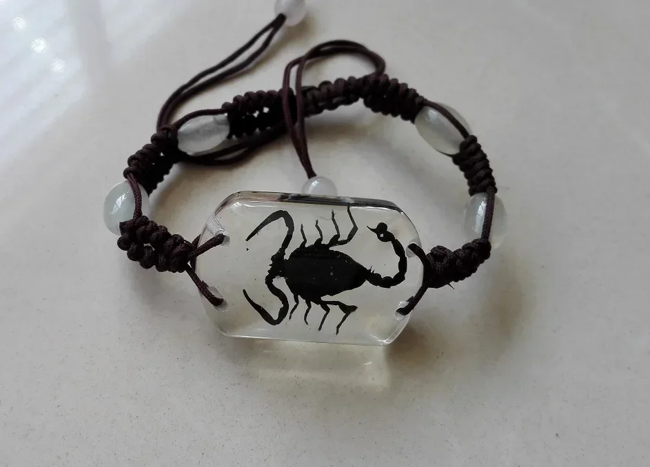 Glow in The Dark Handmade Resin Insect Amber Bracelet Luminous Green Beetle Scorpion Bracelets for Men Boys Women Jewelry Gifts