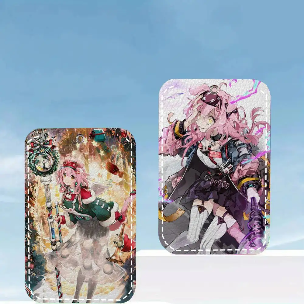 Goldenglow Anime A-Arknights Card Case Keychain Access Card Bag Key Tag Ring Leather Card Holder Key Ring Access