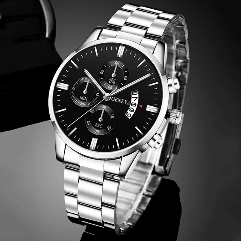 New Fashion Men Stainless Steel Watch Luxury Calendar Quartz Wrist Watch Business Watches Man Clock relogio masculino