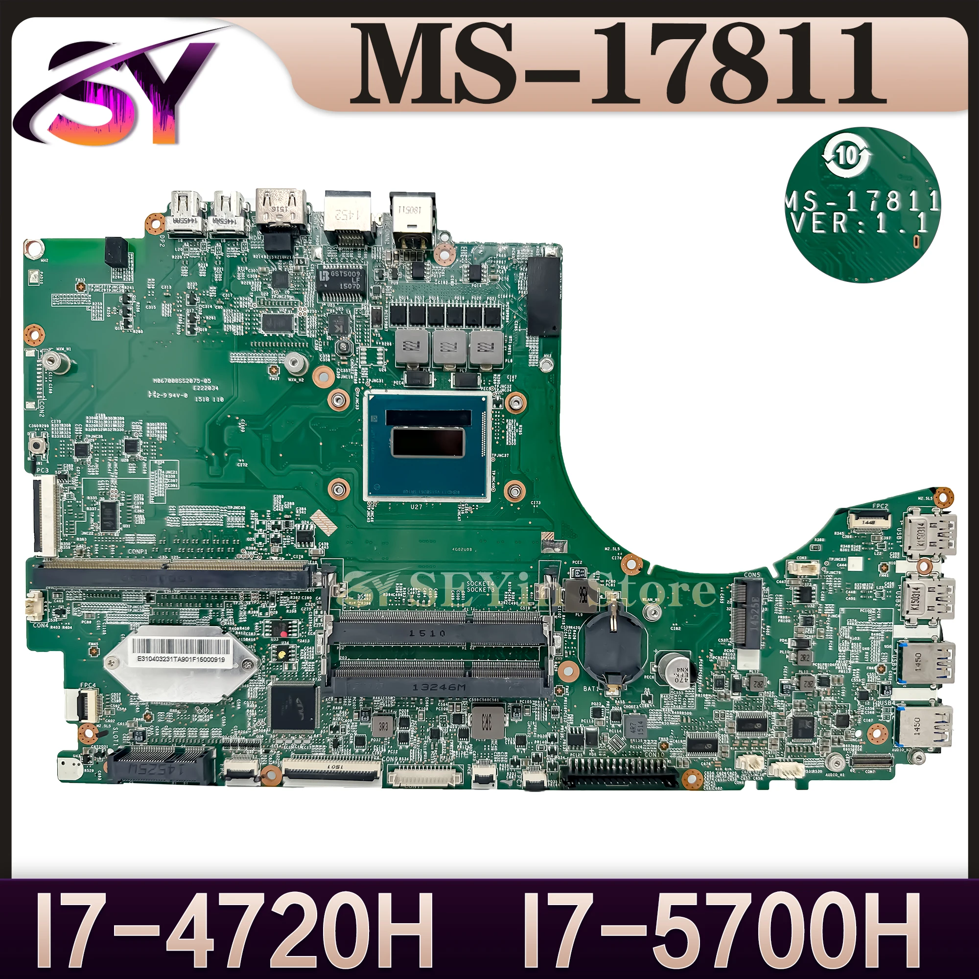 

MS-17811 Mainboard For MSI GT72 MS-1781 Modern Laptop Motherboard I7-4720H I7-5700H 100% Working