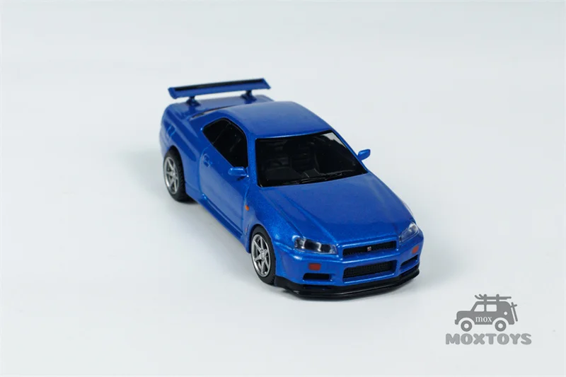 MINI GT 1:64 Skyline GT-R (R34) W-Spec Bayside RHD Blue Diecast Model Car