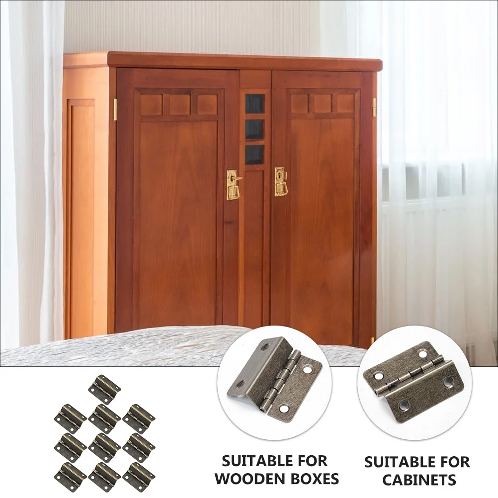 

10Pcs Three-Fold Wooden Box Hinges Iron Plating Four-Hole Durable Smooth Open Close Furniture Cabinet Kitchen Hardware