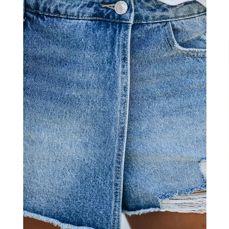 Summer Denim Skirts Shorts jeans Women Shorts Ripped Solid Color Leisure Shorts Skirts Feminino