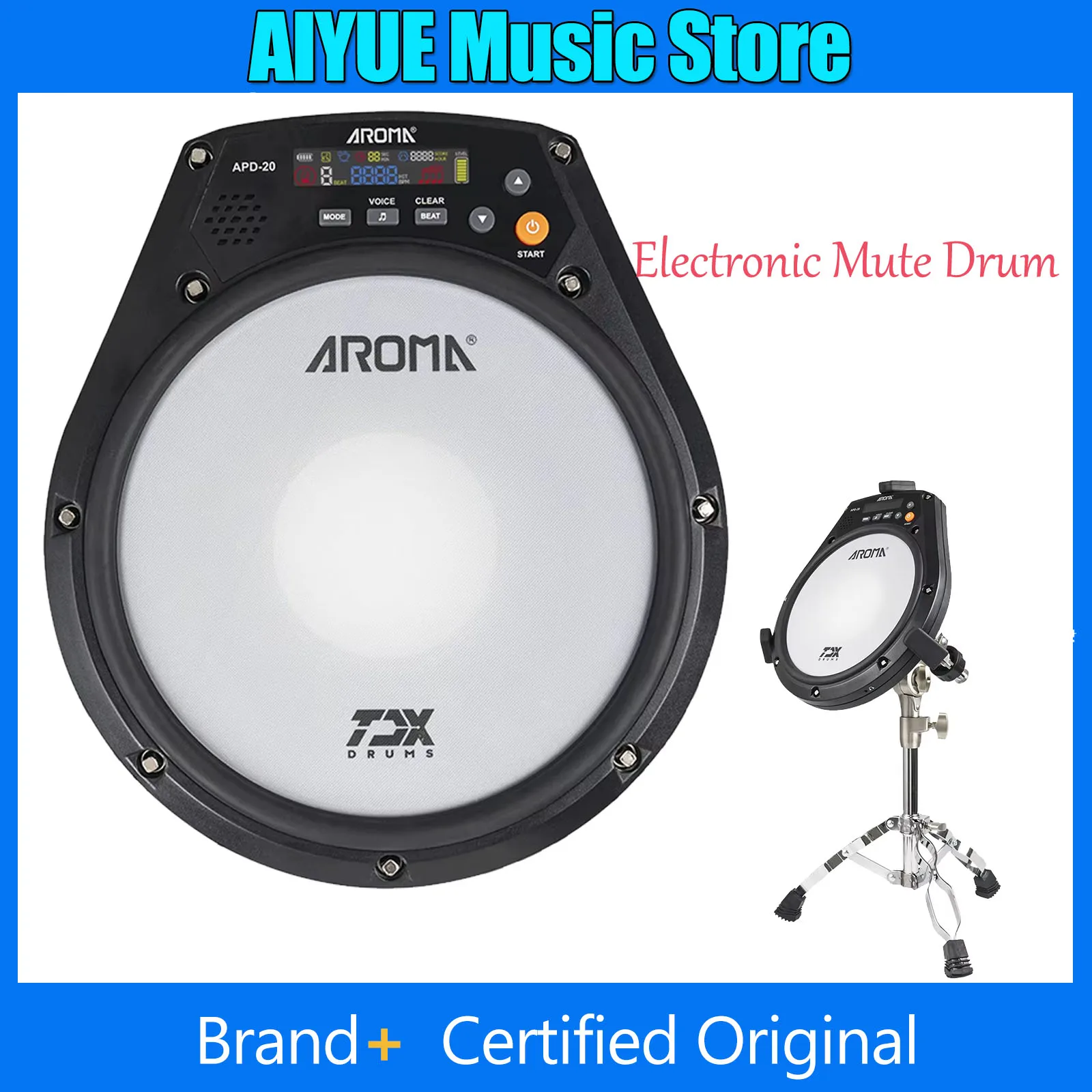 aroma-apd-20-tabla-de-percusion-electronica-silenciosa-de-8-pulgadas-pad-de-percusion-electronico-silencioso-metronomo-vocal-instrumento-de-entrenamiento-de-percusion