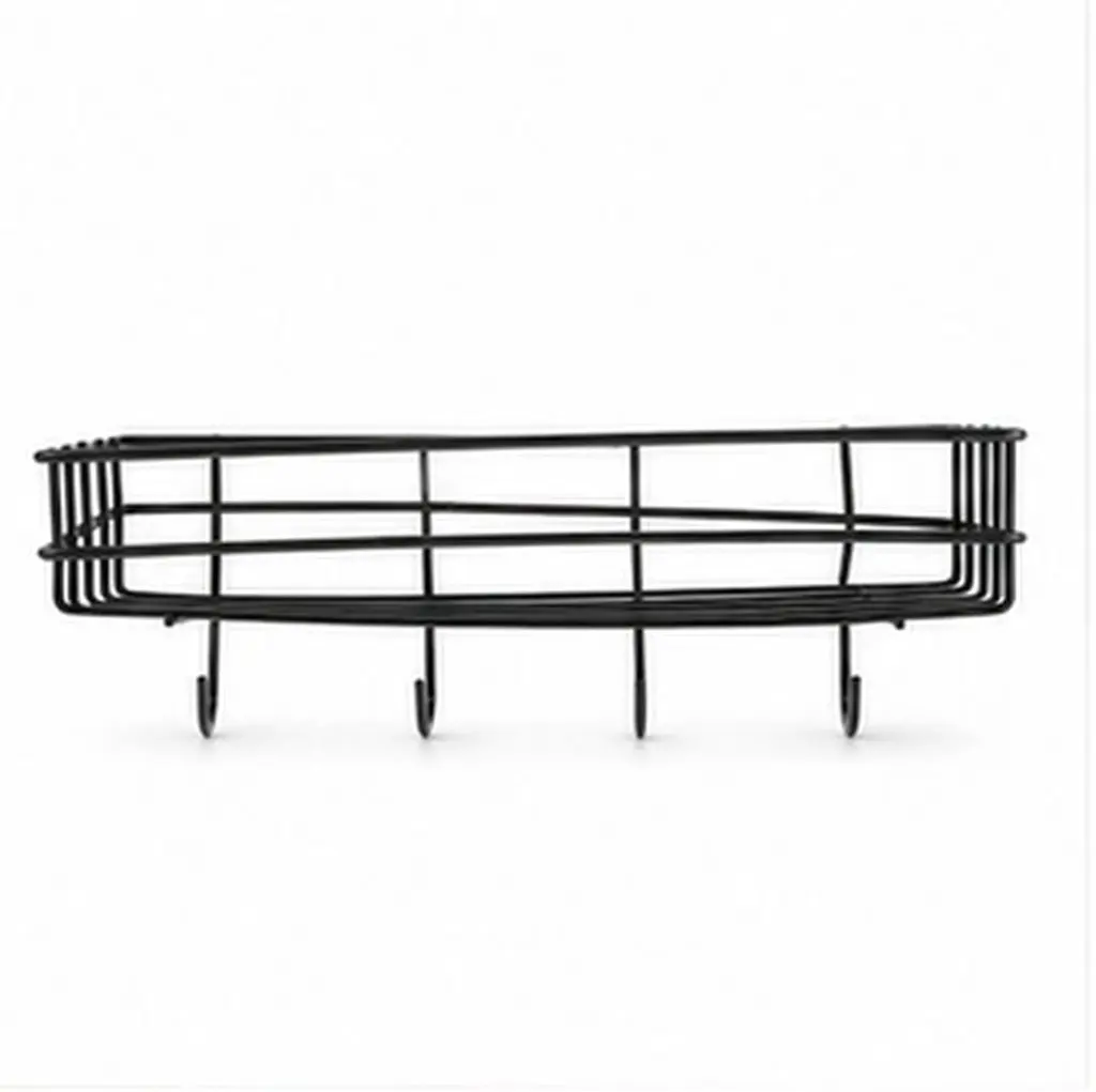 1Pcs Wall Storage Shelf Punch Free Iron Shelf for Kitchen Bathroom Waterproof Moisture Proof Wall Mounted Rack with 4 Hooks