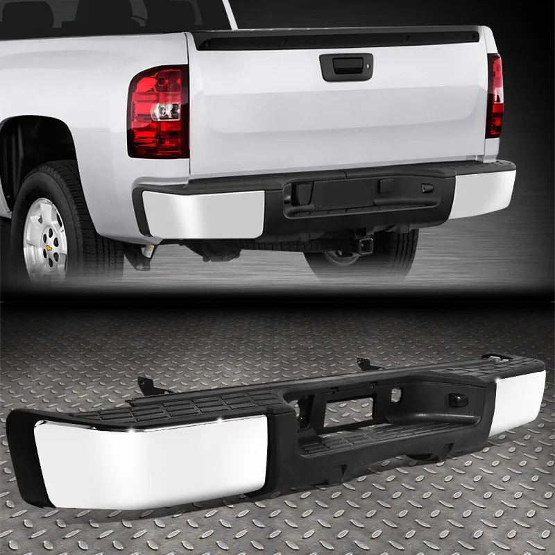 US FOR 07-13 SILVERADO SIERRA 1500 CHROME STEEL REAR STEP BUMPER W/O SENSOR HOLES