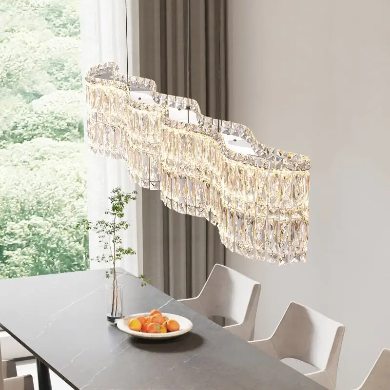 Restaurant lamp chandelier light luxury lamp, long creative design crystal lamp