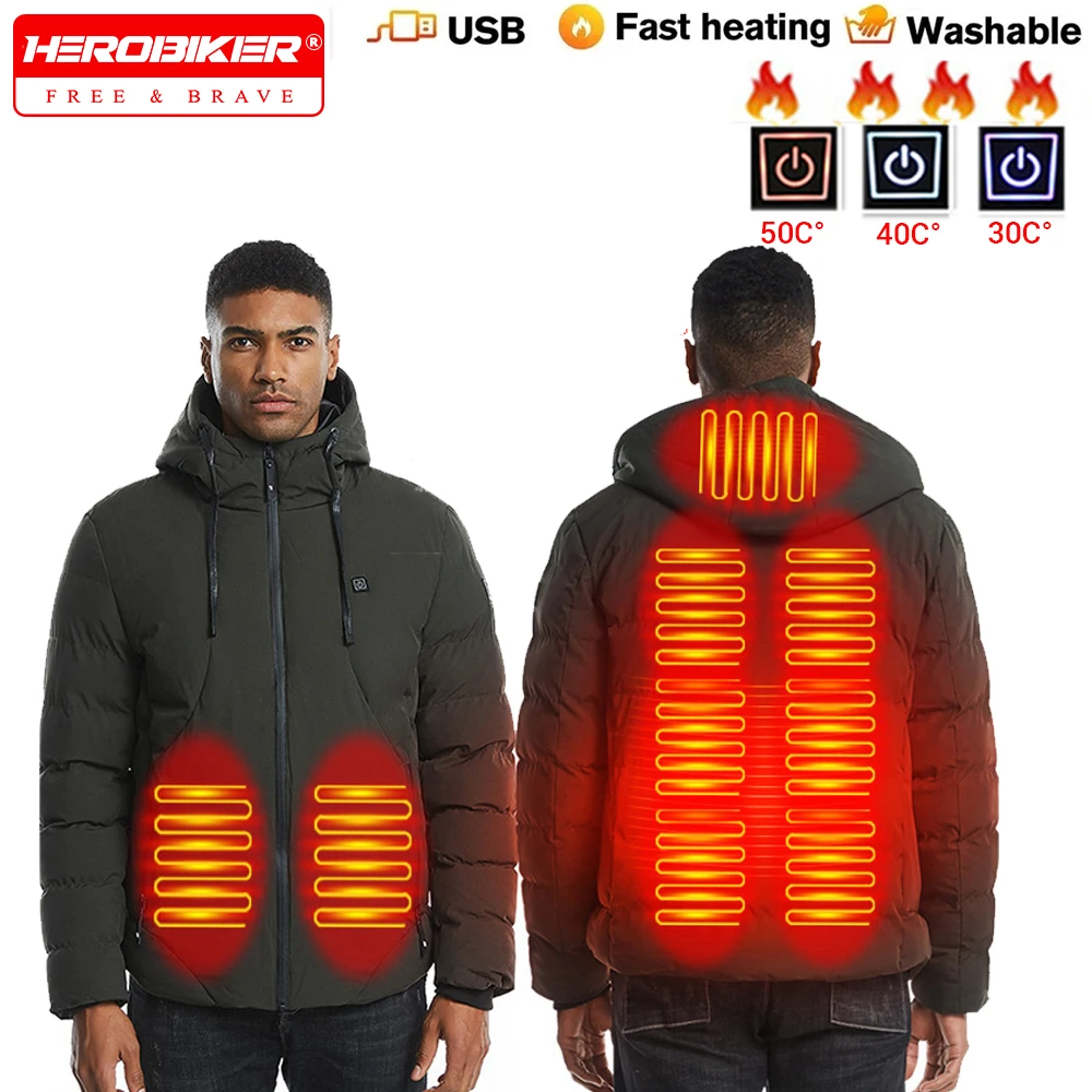 

Heated Jacket Men winter USB Electric Heated Jacket Hooded Windbreaker Tactical Hunting Hiking Winter Warm Fishing Ski Clothing