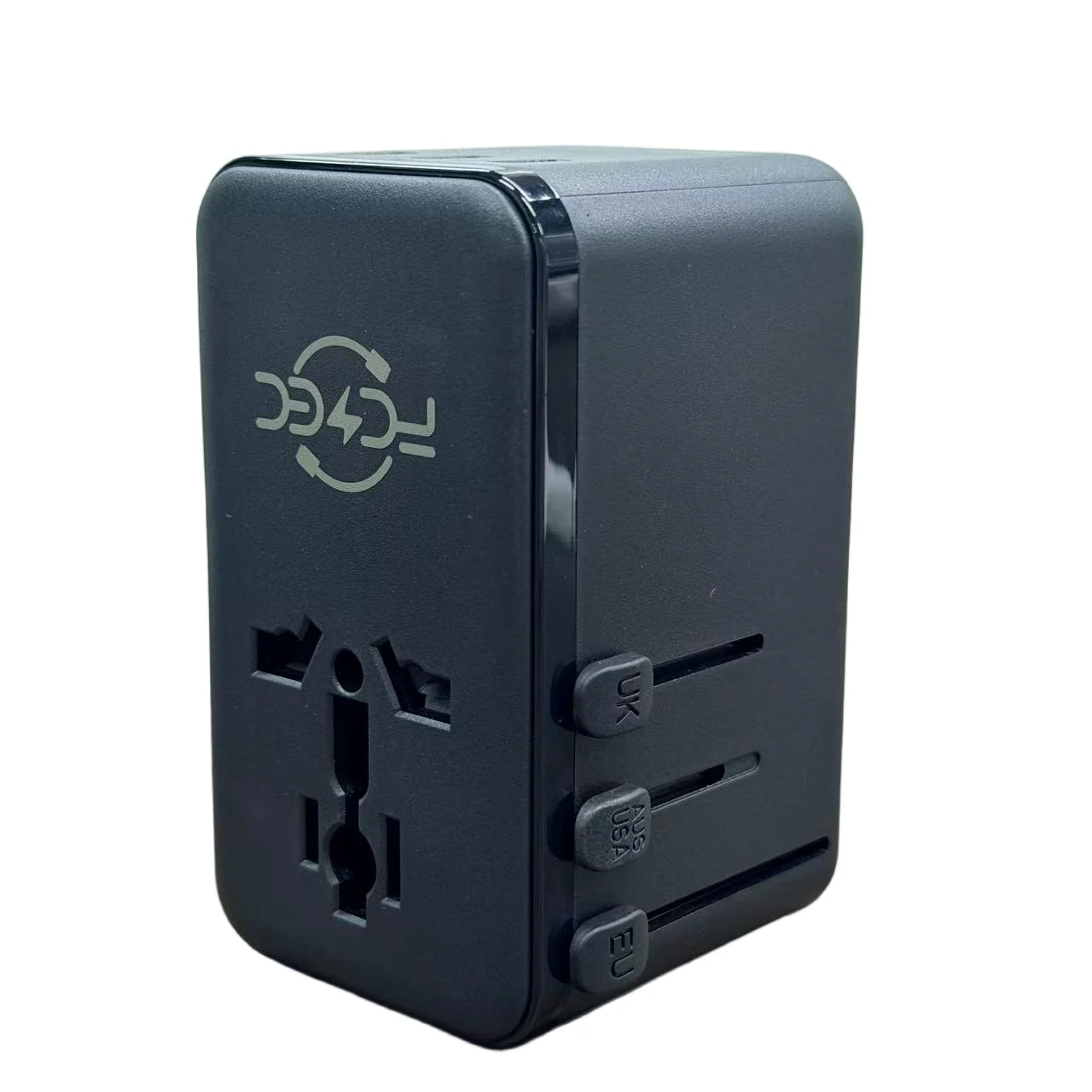 محول شاحن السفر الكل في واحد FC&EC - مقابس الولايات المتحدة والاتحاد الأوروبي والمملكة المتحدة والاتحاد الأفريقي مع 1 USB و3 نوع C عالمي للسفر