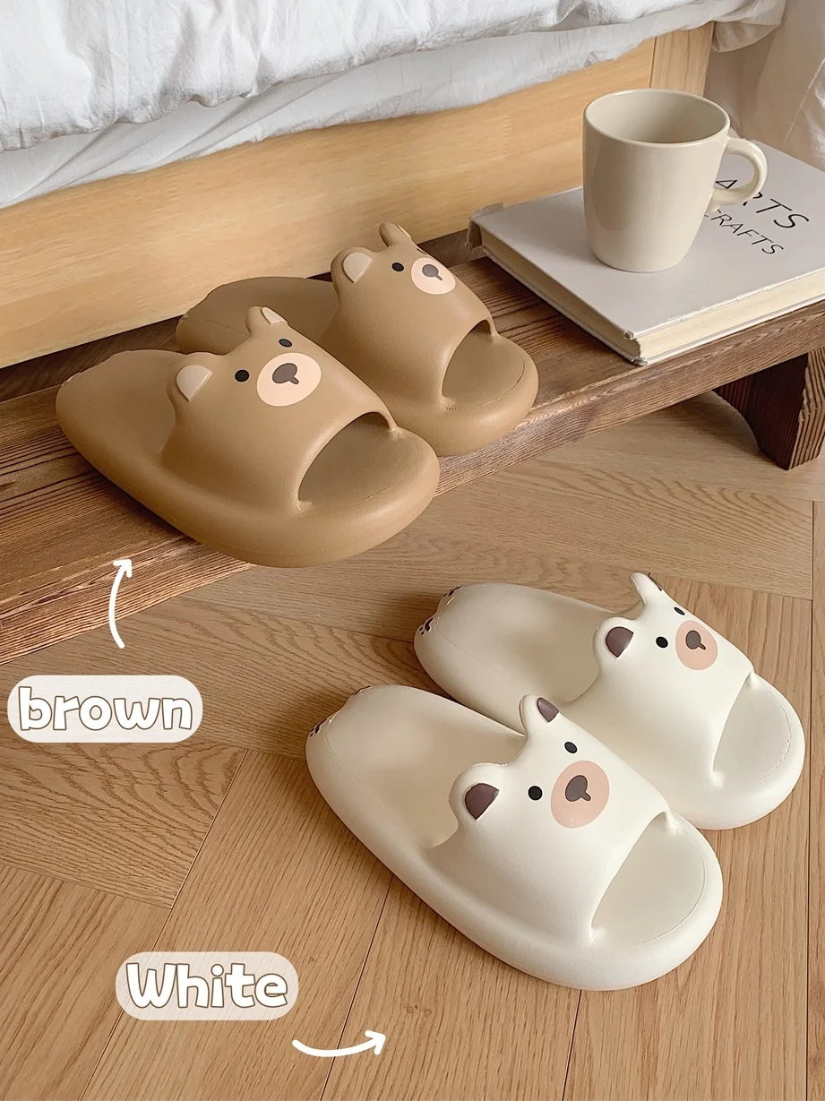 EVA soft Thick Sole Soft Cute Bear Slippers Men And Women Summer Home Bathroom Slippers Beach Sandals Household Flip Flops