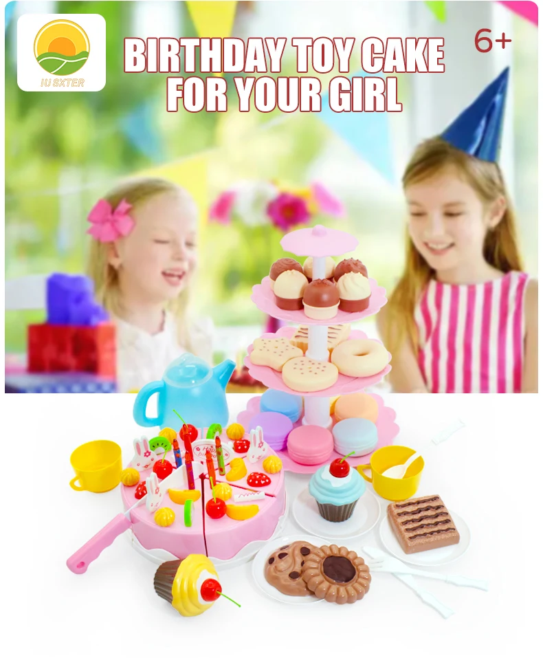 Mädchen Spielzeug Kuchen DIY Miniatur Lebensmittel Tee-Set Simulation Pretend Spielen Küche Kid Cut Spiel Bildung Kinder Spielzeug Für 3 Jahre Geburtstag – Detail 2