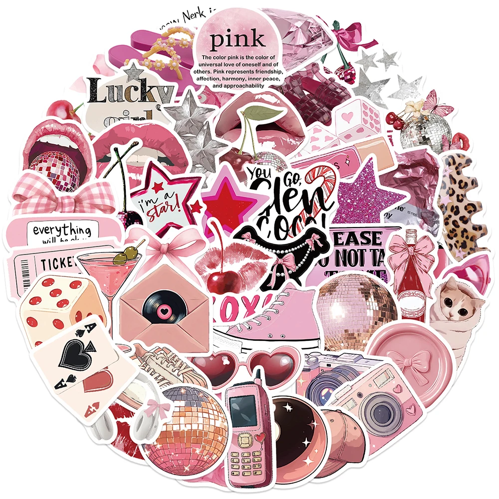 

10/30/50pcs Cute Pink Aesthetic Downtown Girls Stickers Kawaii Ins Style Graffiti Decals Scrapbook Phone Laptop Sticker Packing