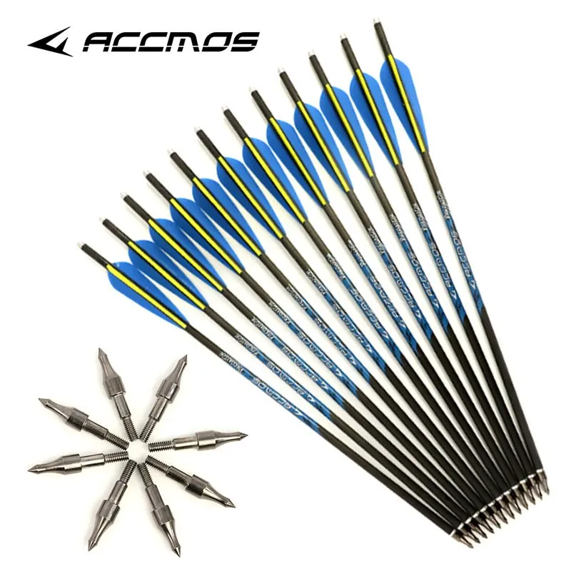 12/24pcs Arrows 13''/16''/17''/ 20'' Pure Carbon Crossbow Bolts Arrows ID 6.2mm OD7.6mm Archery Accessories For Hunting Shooting