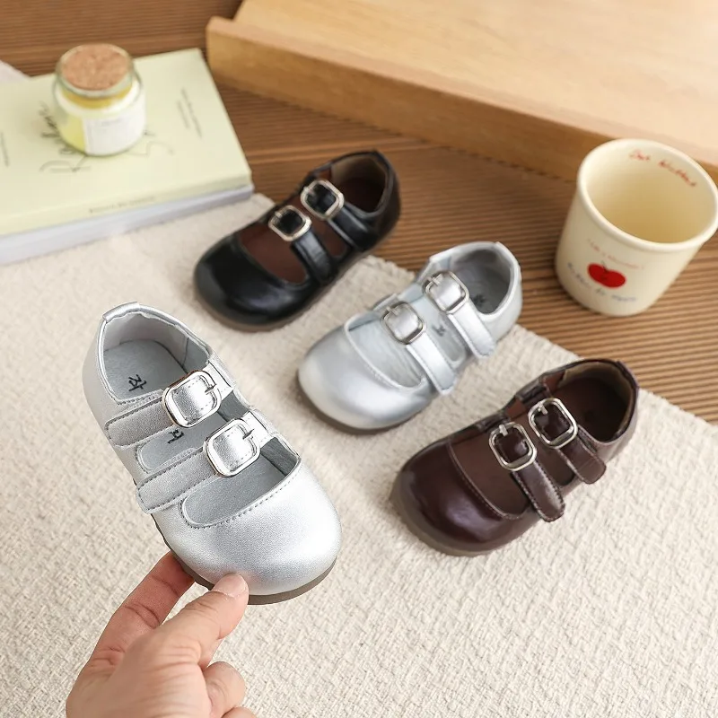 

Spring Autumn Girls First Walker Shoes Retro Causal Children Party Dress Flat Shoes Simple Hollow-out Kids School Uniform Shoes