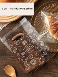 100pcs - Printed pastry bread self sealing bag