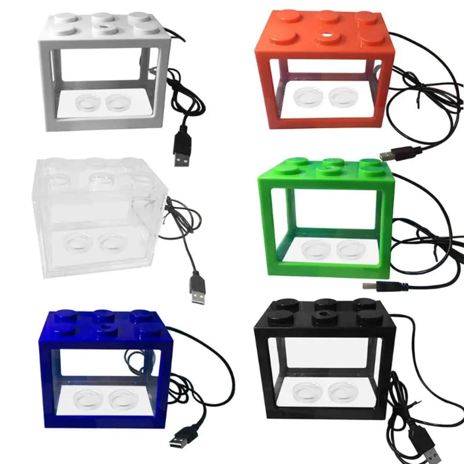 Mini acuario portátil USB, luz para pecera, cilindro de lucha de peces Betta, caja de peces acuáticos, tanque de acuario de medusas, pecera pequeña