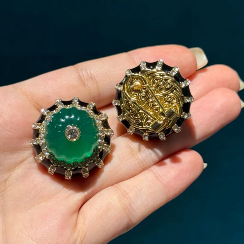 

Large Round Rose Red Stud Pumpkin Earrings Resin Vintage Blue Green Designer Black Oil Drip Gold Color Rhinestone Jewelry Girls