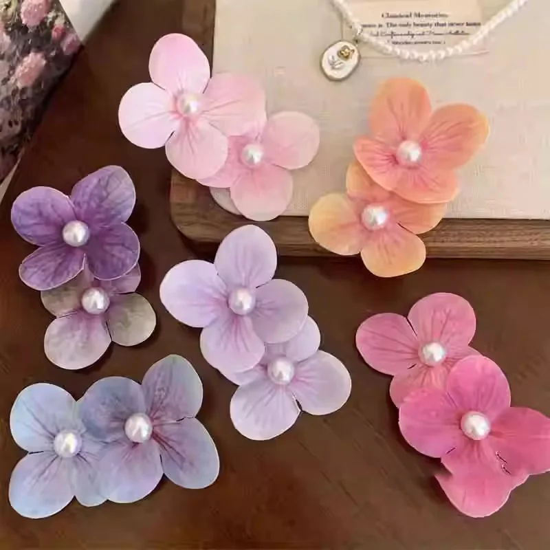 

Pink Phalaenopsis Pearl Flower Hairpin Seaside Photo Vacation Wind Side Duckbill Clip Super Fairy Hair Accessories Girl