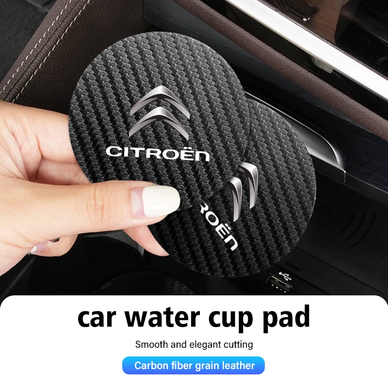 2pcs Car Cup Holder Insert Pad Anti-Slip Mat Emblem Coaster For Citroen C4 C3 C5 C1 C2 C6 C4L DS3 DS4 Berlingo Picasso Jumper