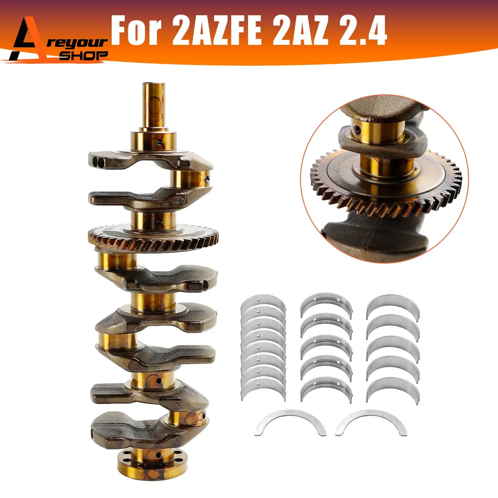 Crankshaft + Main & Rod Bearings for Toyota Camry Solara RAV4 Matrix Scion 2.4L