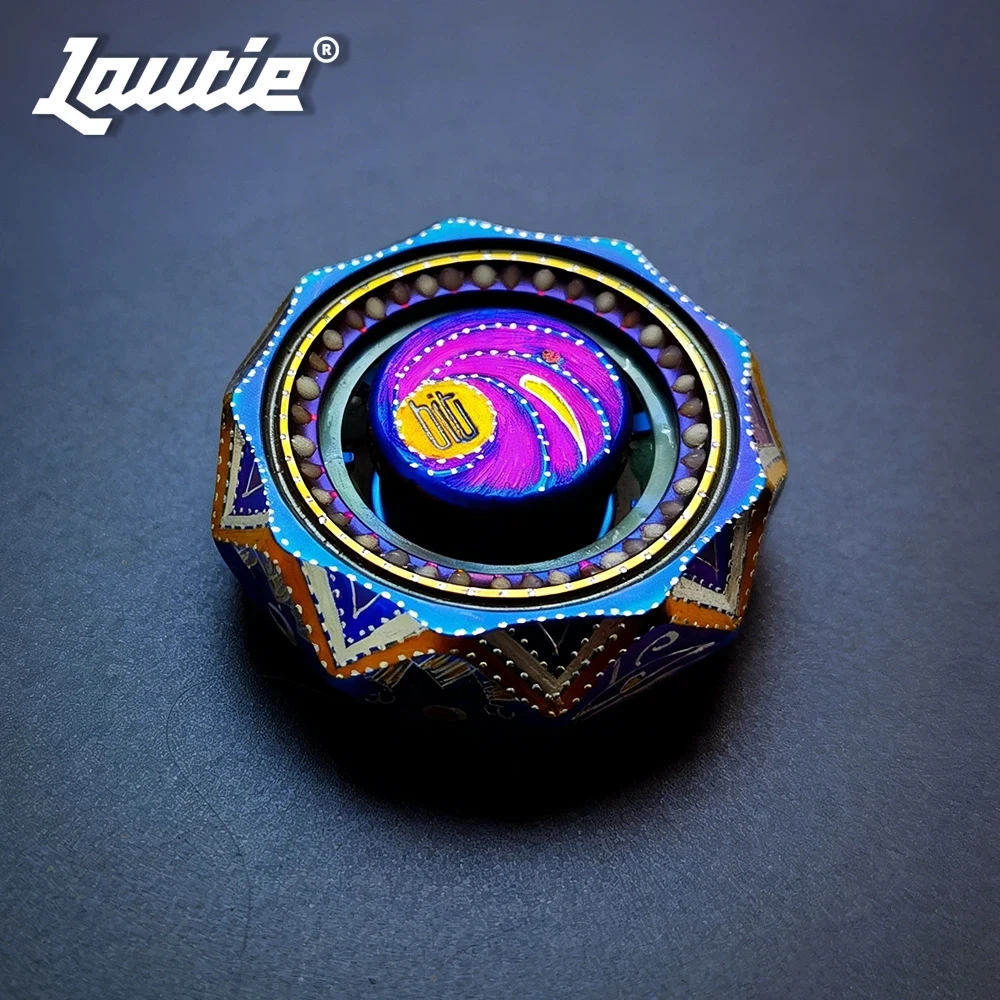 LAUTIE EDC Bit 05 Titanium Blue Fidget Spinner DIY Carve Luminous Gyro Anxiety Relief Gadgets Adult Sensory Toys
