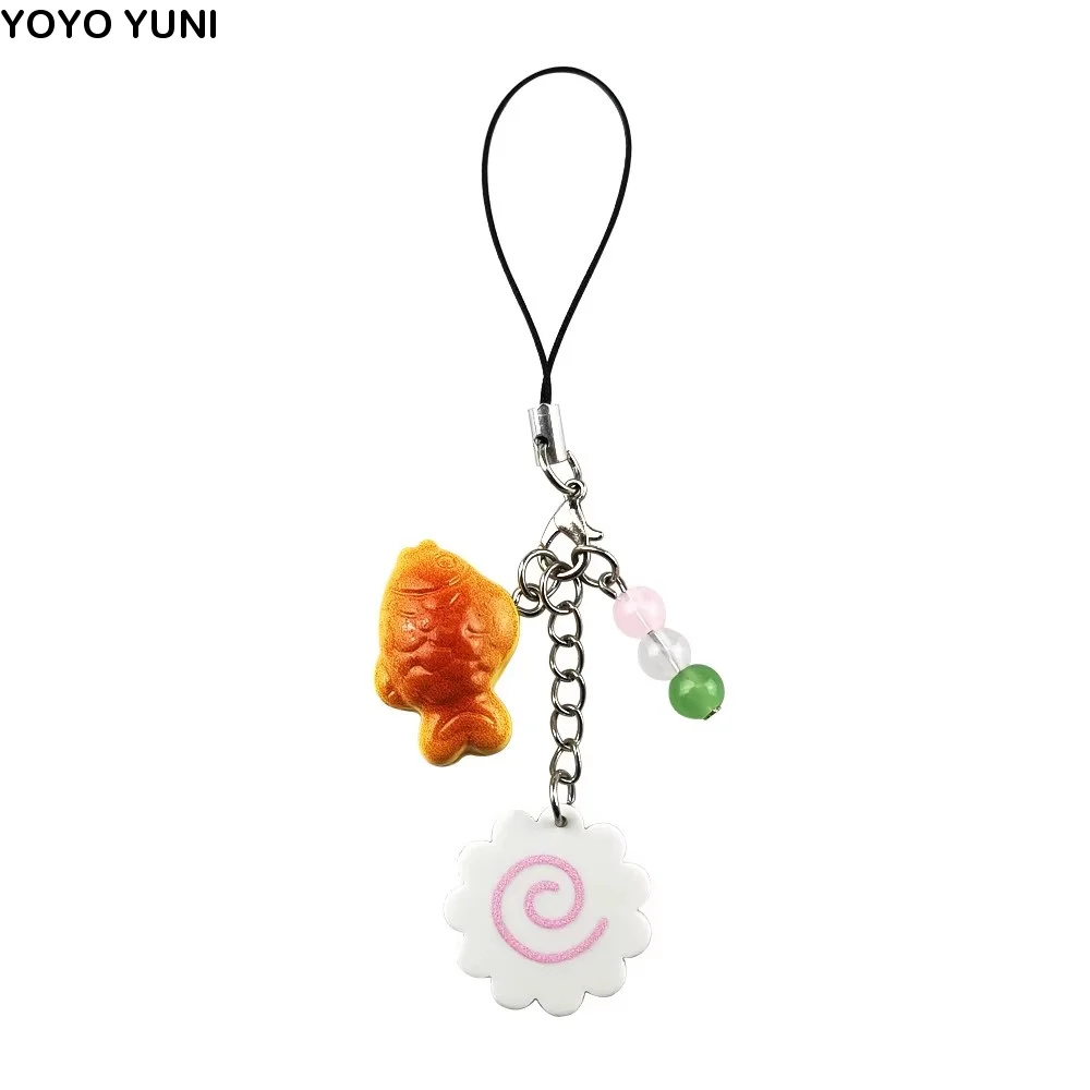 

Pink Squid Roll Fish Cake Keychain Street Food Japanese Food Taiyaki Pendant Bag Keyring Bag Charm Dango Phone Charm Women Girls