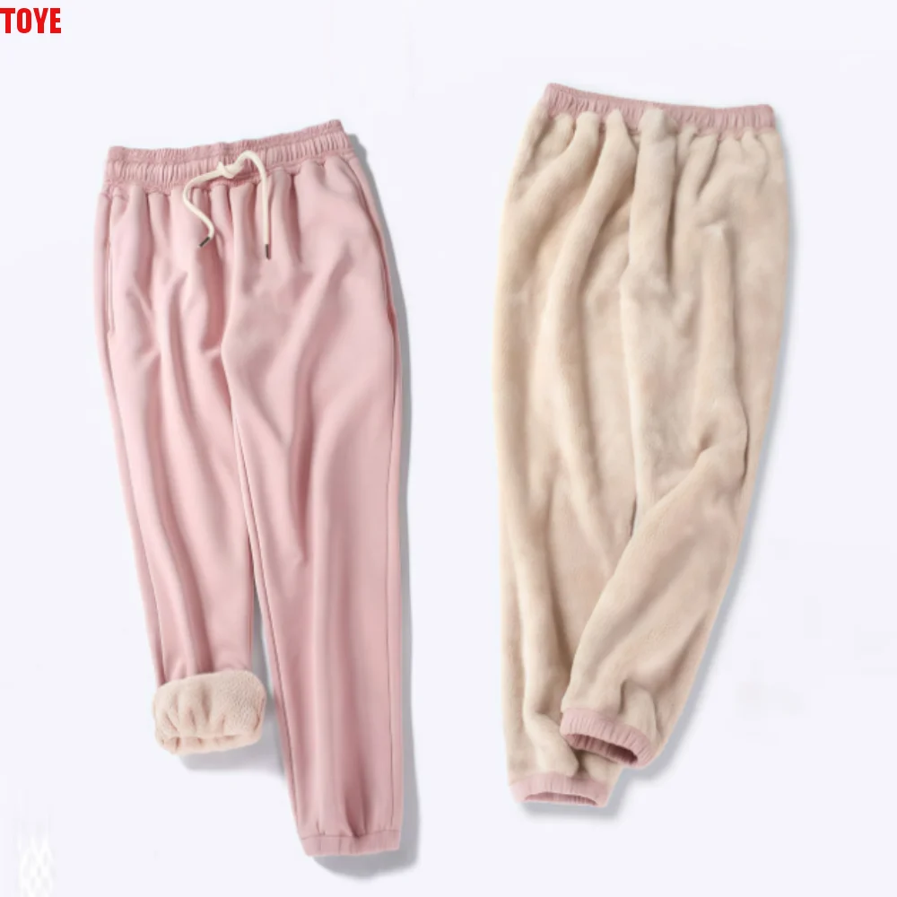 

Y2K Style High Waist Fleece Lined Joggers Fleece Lined Thick Harem Pants Stretchy Adjustable Drawstring Plush Pants Street Wear