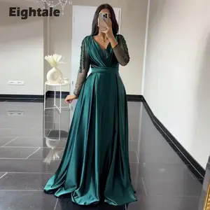 Emerald green long evening dress hotsell