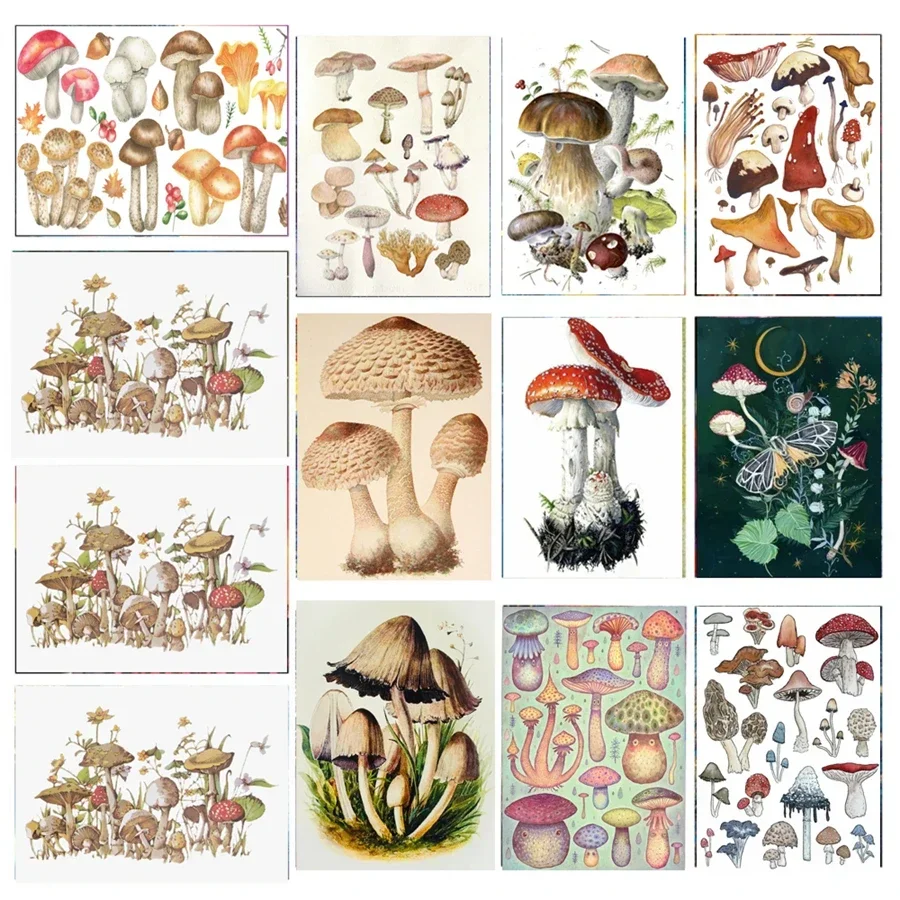 5D DIY Diamond Painting Mushroom Cross Stitch Kit Full Drill Square Embroidery Mosaic Picture of Rhinestones Wall Decor Sale