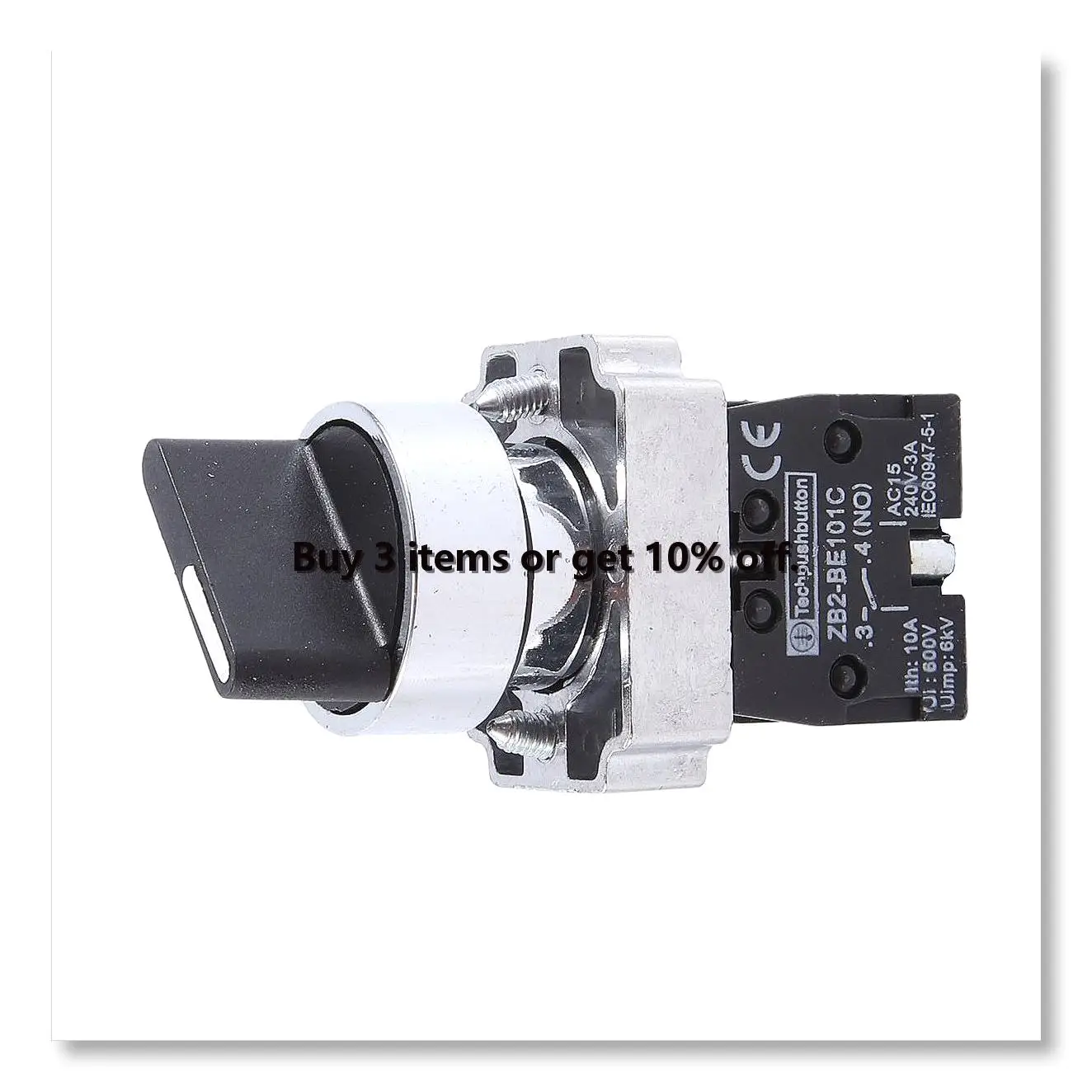 HOT22mm Latching 2 NO 3-Position Rotary Selector Select Switch ZB2-BE101C Black