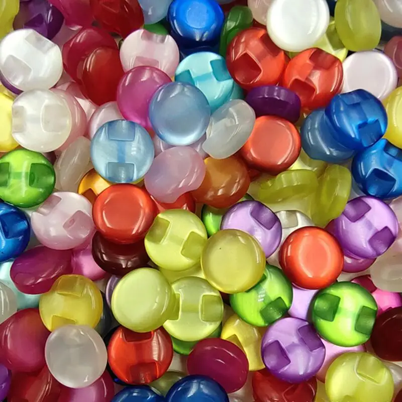 50Pcs/Lot 12.5mm Mixed Color Pearlescent Button, Dark Hole Shirt Round Button, DIY Manual Sewing Tools