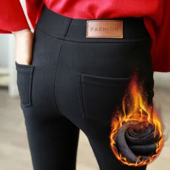 ฤดูหนาว WARM กางเกงกํามะหยี่หนากางเกงเอวสูงยืดตรงกางเกง 4XL กํามะหยี่กางเกงขายาว