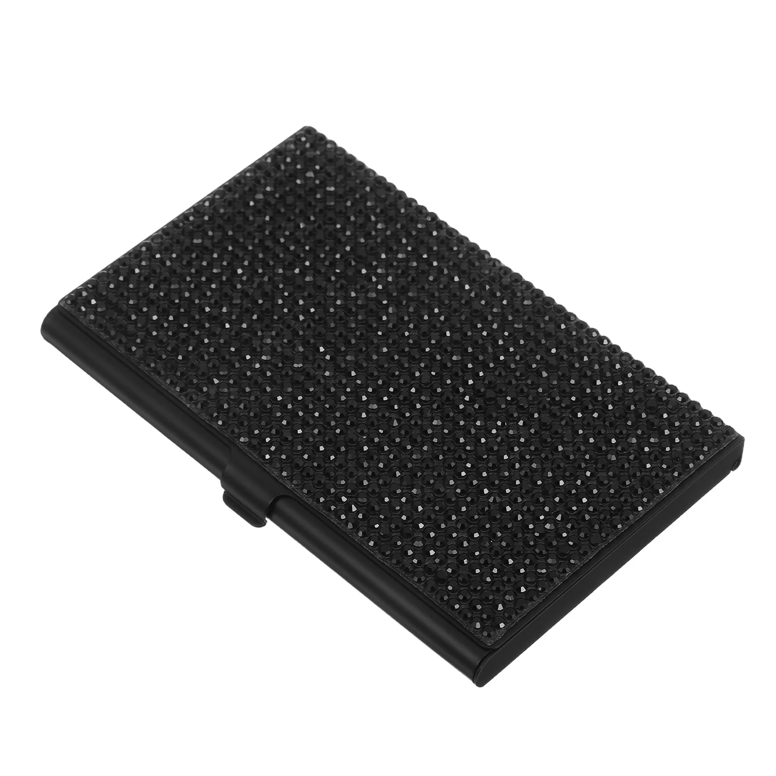 

Elegant Rhinestone Business Card Holder Metal Alloy Case Large Capacity Card Organizer for Credit Ids Memos Portable Wallet