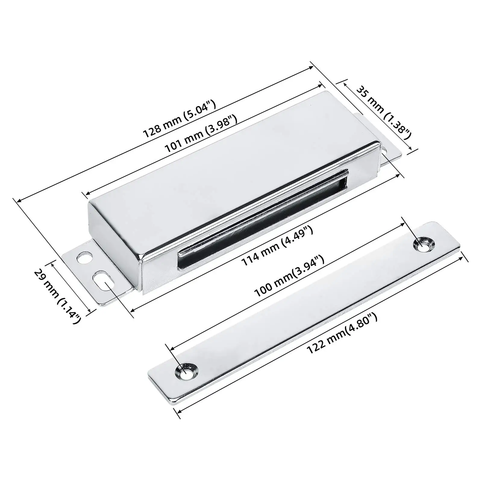 Trava magnética resistente do metal do armário da captura de aço inoxidável para a porta da despensa, captura exterior do fechamento da porta com placa do greve