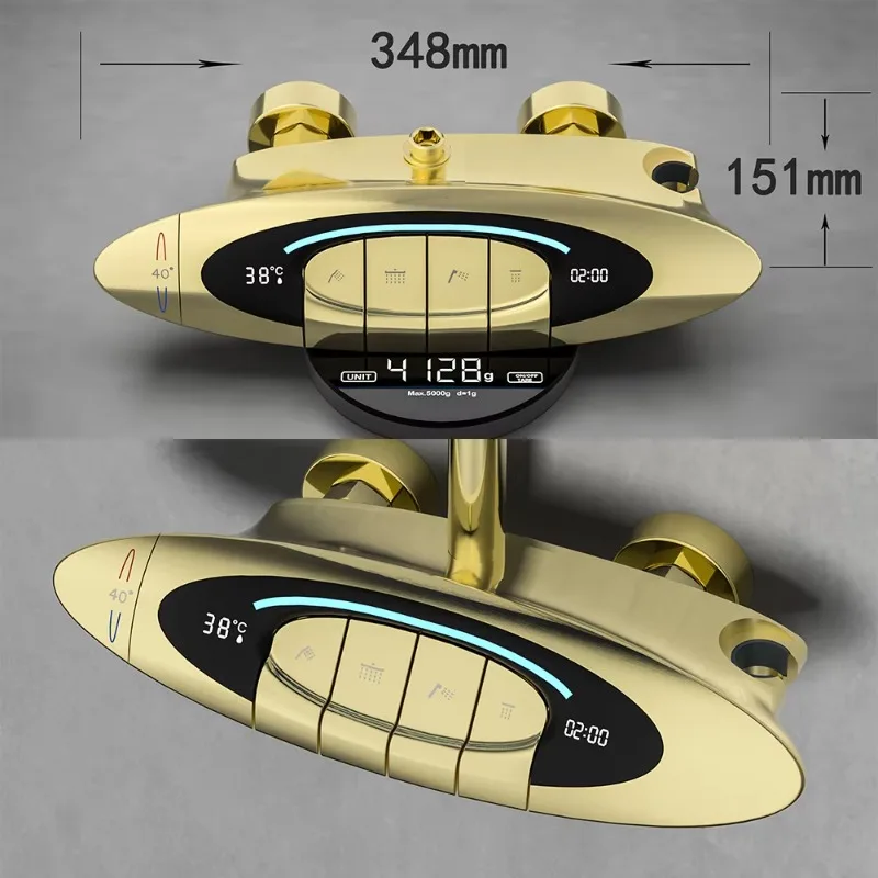 High-end luxury thermostatic shower set, rain shower four-way bathroom faucet, bathtub shower system, with bidet faucet